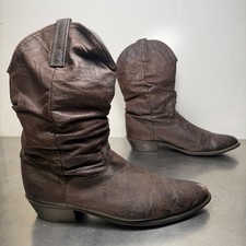 Vtg Dingo Cowboy Boots Mens Size 10 EW Brown Soft Leather Slouch 15241 USA Made