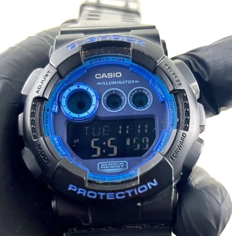 G-Shock Watch Illuminator Mens Time 20BAR Digital Casio GD-120N Blue World - vintagewatches.pk