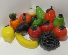 Lot Of 14 Murano Style Glass Fruits MCM Farmhouse Decor