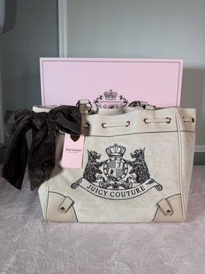 Juicy Couture Cream Scottie Crest Shoulder Bag Leather Y2K 2000s Purse New