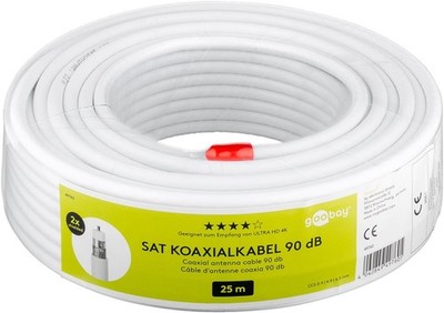 Goobay  90 dB SAT-Koaxialkabel, doppelt geschirmt, 25 m, weiß