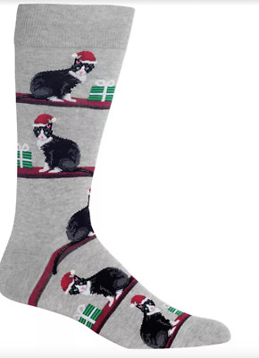 Hot Sox Gray Christmas Socks Cats Kittens Pet Gifts Holiday Stocking Stuffers