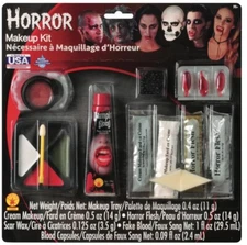 New Rubies Horror Zombie Scar Wax Fake Blood Capsules Flesh Cream MakeUp Kit Set