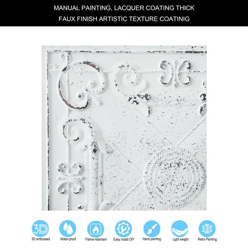 Tin ceiling tile Embellished Ceiling Tiles for Cafe Decor PL22 DCWB 10Pcs - Picture 6 of 24