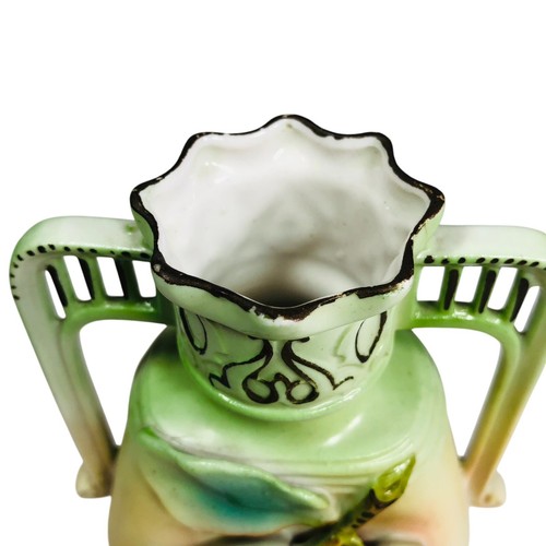 HJ Crown Vienna Art Nouveau Floral Porcelain Vases with Fruit - Set of 2 - Picture 13 of 20