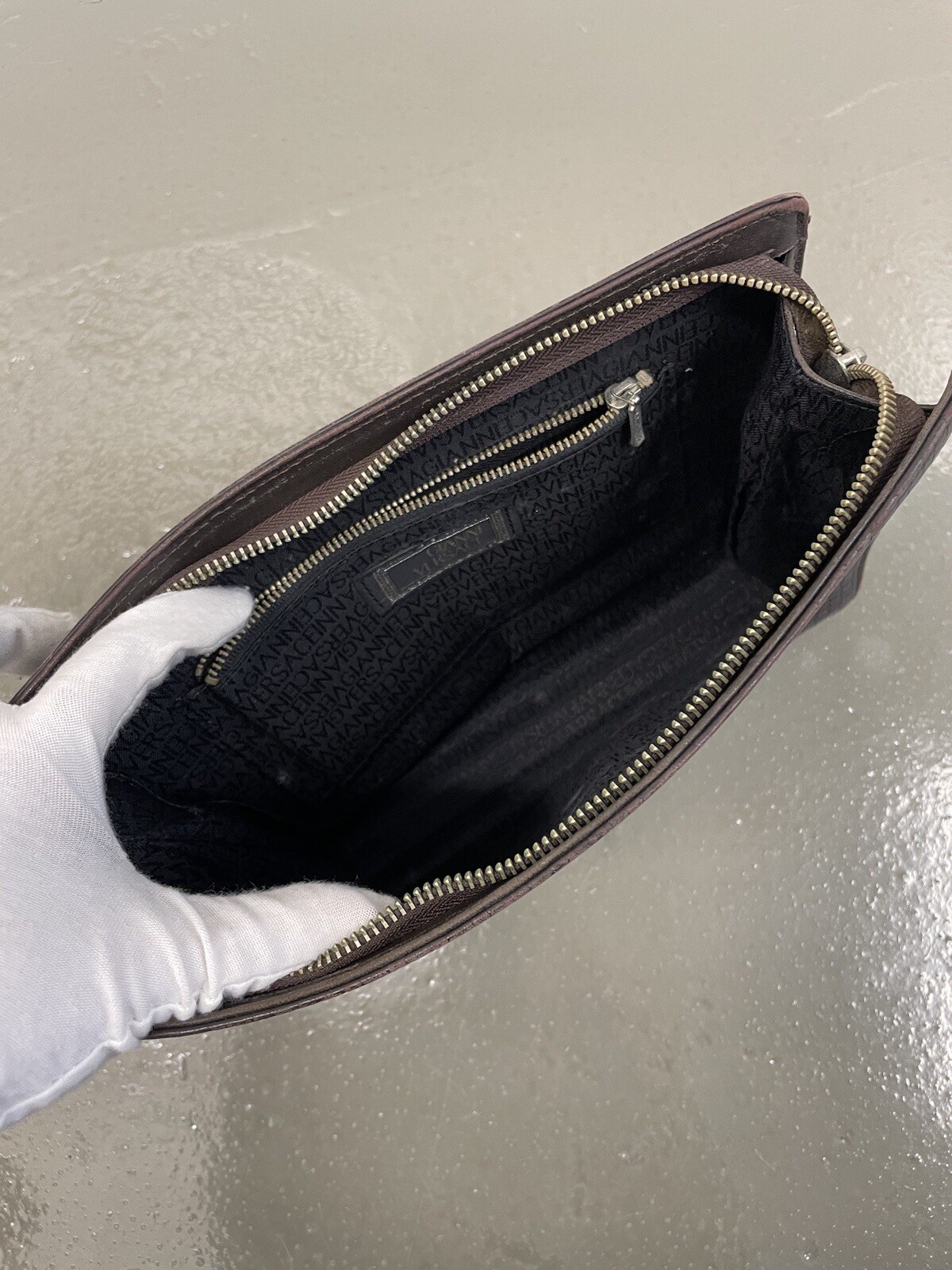 Authentic VERSACE Brown Patterned Leather Plate L… - image 8