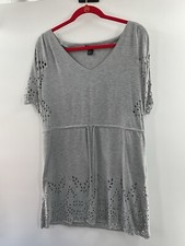 H&M Women’s size small grey tunic Dress waist tie 085