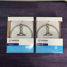 2PC MOEN DN6786BN DANBURY SPOT RESIST TOWEL RING BRUSHED NICKEL NEW