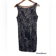 Taylor Beautiful Black Lace Silk  Dress Size 10