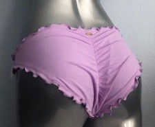 PINK Victoria's Secret Purple Petal Ruched Ruffle Cheeky Bikini Bottom Small S