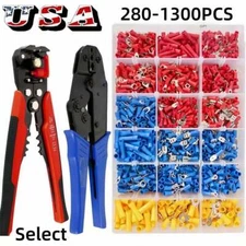 1300/280x Assorted Insulated Electrical Wire Terminal Crimp Connectors Spade Kit