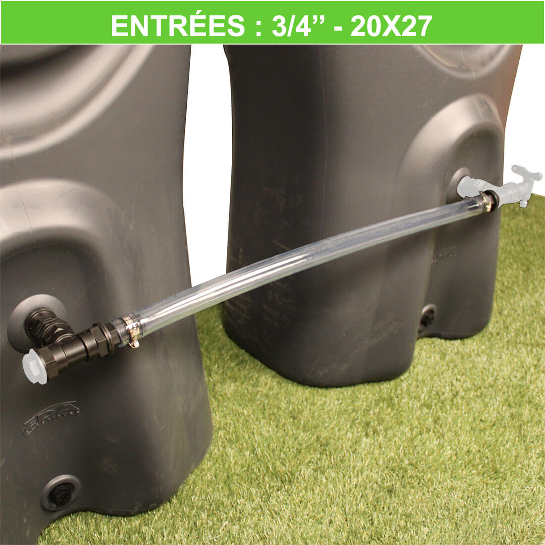 Tuyau d'extension flexible 20x27 pour arroser le potager depuis la cuve d'eau