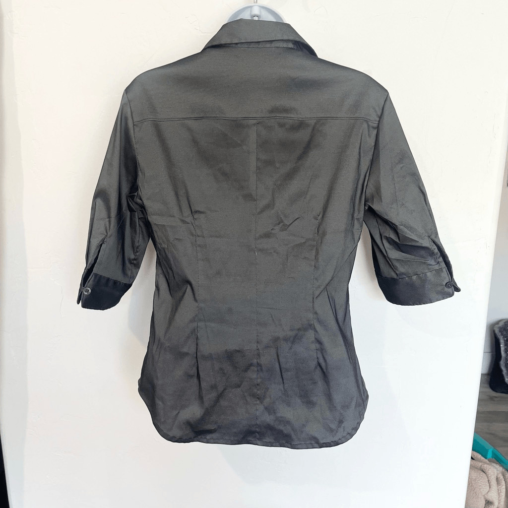 Express Women’s Gray Button Down Stretch High She… - image 3