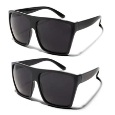 ShadyVEU XL Big Wide Flat Top Square Huge Fashion Classic Super Dark Sunglasses