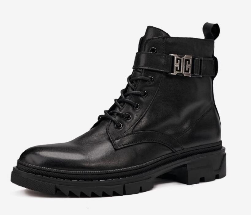 New Men Retro Lace up Motorcycle Ankle Boots Leather Winter Shoes