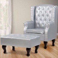 Armchair Chesterfield Type Antique Silver High Back Furniture Leather Lounge Armchair Chesterfield Type Antique Silver High Back Furniture Leather Lounge