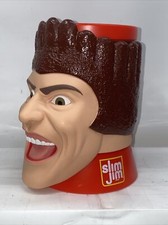 Taza de exhibición de palo cecina promocional cara cabeza Jim Guy delgada de colección usada