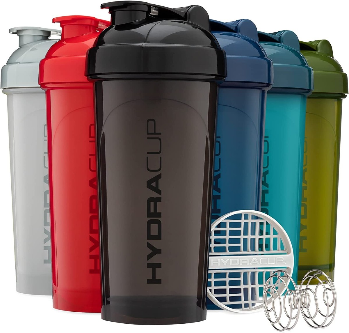 Hydra Cup 6-Pack Shaker Bottles 28oz BPA-Free w/ Wire Whisk Mixing Grid Gym  Set