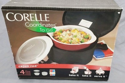 Corelle Coordinates To Go 4 Piece 2.5 Qt. Baking Dish Cover Carry Bag Hot/cold P