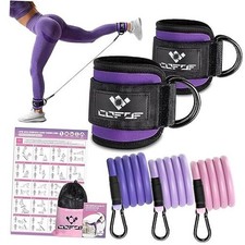 Ankle Resistance Bands with Cuffs, Ankle Bands for Working Out, Purple