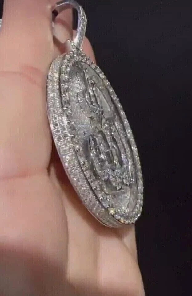 6Ct Round Cut Simulated Diamond 925 Sterling Silver Mens Customize Allah Pendant - Image 3 of 4