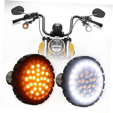 Motorcycle LED Turn Signal Lights 1157 1157-White and Amber Bullet Style