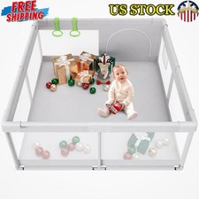 Portable Baby Playpen 47x47" Playard W/ Mesh Sides Zipper Door Storage Pocket US