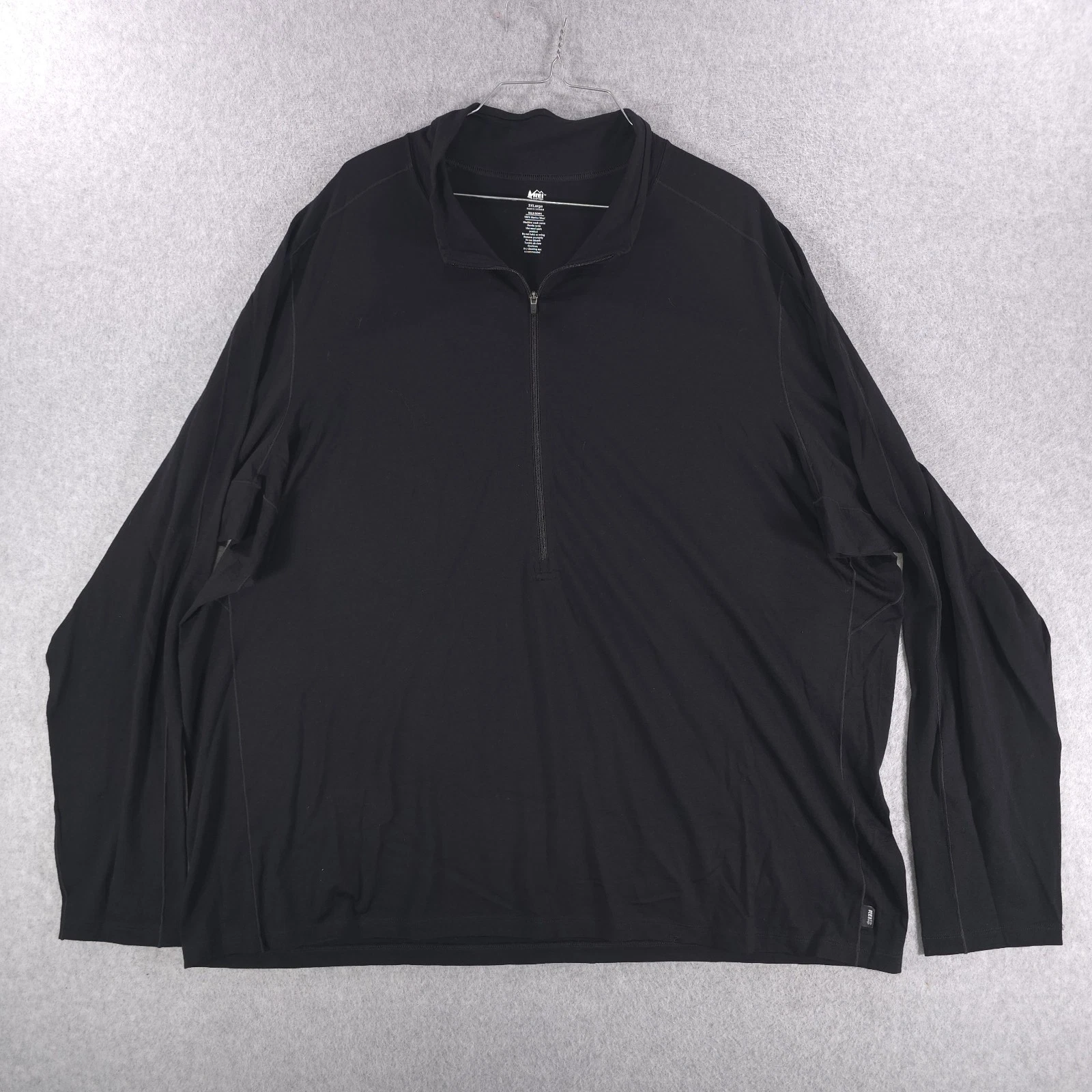 REI Co Op Base Layer Black Merino Wool Long Sleeve Half Zip Shirt Mens 3XL