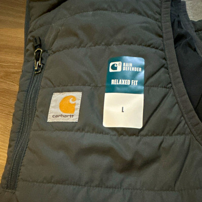 Carhartt Rain Defender Men s Quilted Insulated Nylon Vest Black L Zip Kelley s
