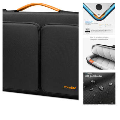 Tomtoc Laptoptasche 13 Zoll Schwarz für MacBook Air Pro mit 360 Rundumschutz