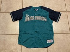 Majestic Seattle Mariners Jay Buhner #19 Vintage Mesh Jersey Blue Teal Men’s
