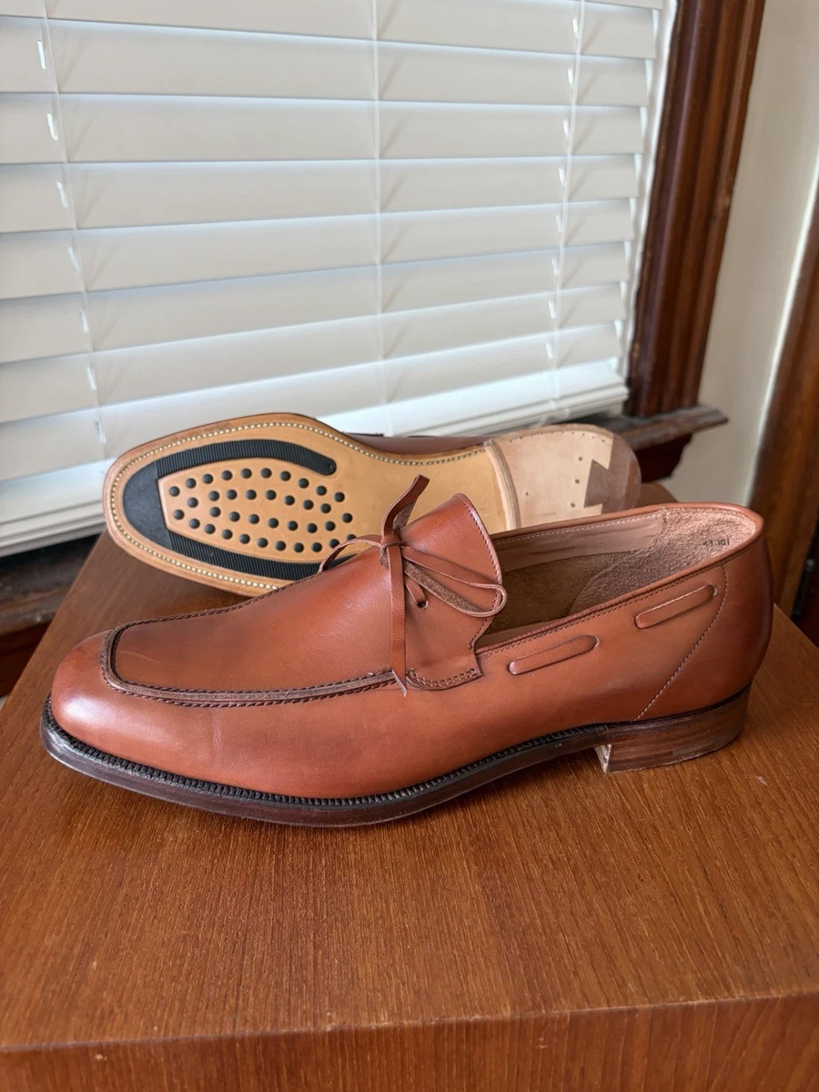 Polo Ralph Lauren Shoes Mens 9 D Brown Leather Beige Canvas Loafers England Polo Ralph Lauren Brown Dress Shoes for Men for sale | eBay main image 3