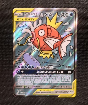 Pokémon Karte Magikarp und Wailord GX 161/181 Sonne Und Mond/Teamspiel NM-DEU 