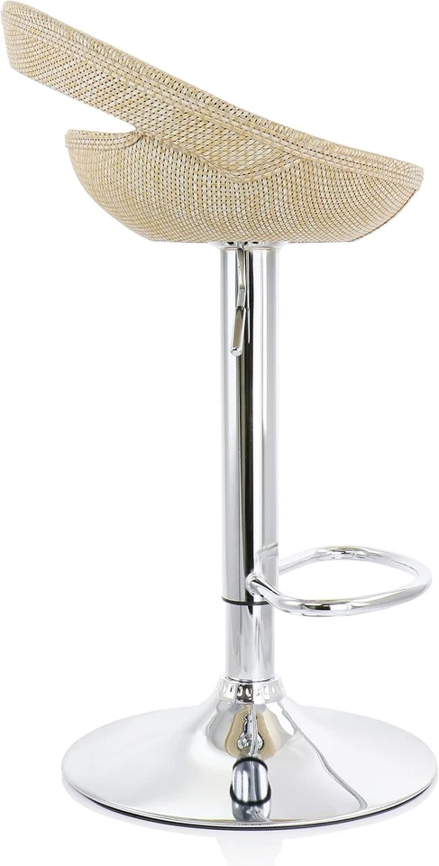 2 Piece Adjustable Rattan Barstool in Tan with Chrome Base, Grey, (ELM-905) - Image 4 of 4