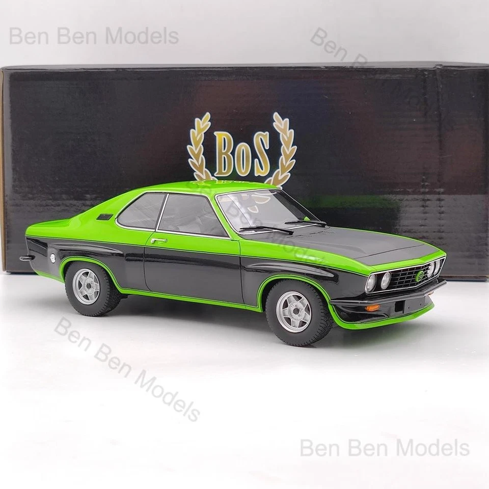 BOS 1:18 1975 Opel MANTA TE 2800 COUPE Green & Black BOS108 Resin Model Car Used - Image 2 of 4