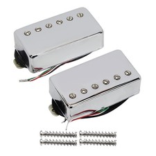 Humbucker Pickup Ceramic Guitar Neck + Bridge Pickup Set Chrome Fit LP Style ...
