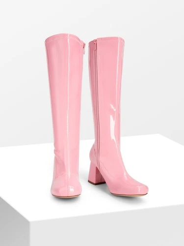 Gogo Damenstiefel eckige Zehenpartie klobiger Blockabsatz weite Wade kniehohe Stiefel - Bild 12 von 23
