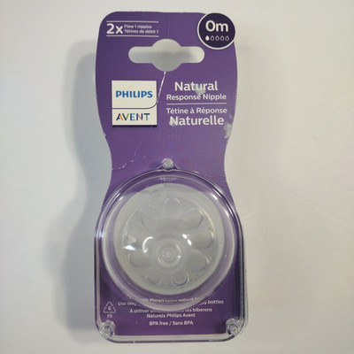 Avent Bottle Nipples 2-count 0M Flow 1 Natural Response Baby Infant Phillips