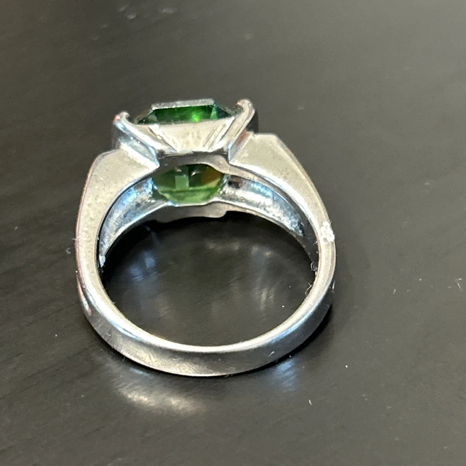 Anillo Piedra Verde GE (círculo A) Chapado en Oro 18K, Talla 9 Foto 4 de 4