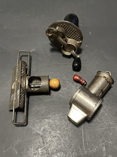 3 Antique Nutmeg Grinders Late 1800’s  - The Edgar 1890, MTE Stamp