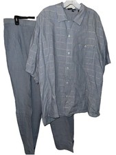 Dreams Leisure 2PC Leisure Mens Linen 2xl Shirt 42/43 Pants Powder Blue 90s Y2K