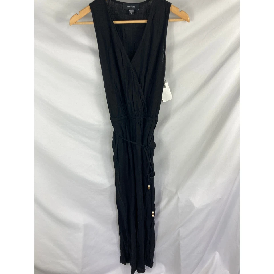 Новый с Ярлыками Karen Kane без рукавов льняной смеси укороченный комбинезон черный размер XS - Изображение 2 из 4