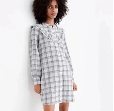 Madewell Woman’s Black Plaid Button-Front Dress Size XL