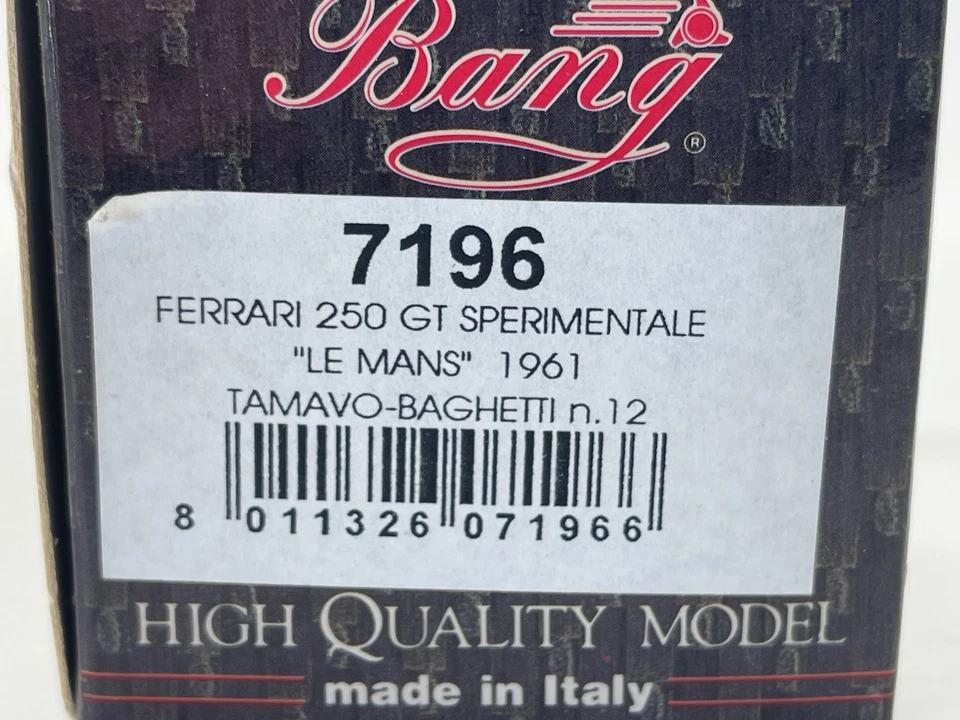 BANG 7196 FERRARI 250GT Sperimentale n°12 Le Mans 1961 1.43 - Photo 3/4