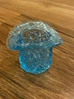 Fenton Glass Light Blue Tooth Pick Holder Planter Top Hat Vintage Daisy
