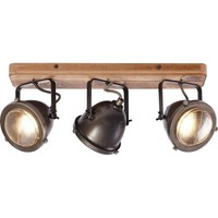 Brilliant Carmen Wood GU10 Spotbalken 3Flg Burned Steel/Holz Deckenleuchten