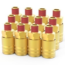 12 PCS 1/4 Inch Brass Male Industrial Coupler NPT 6Ball Quick Connect