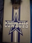 NFL DALLAS COWBOYS Wall Mounted Metal  Bottle Opener 5x10" Wood Plaque Football — photo 2
