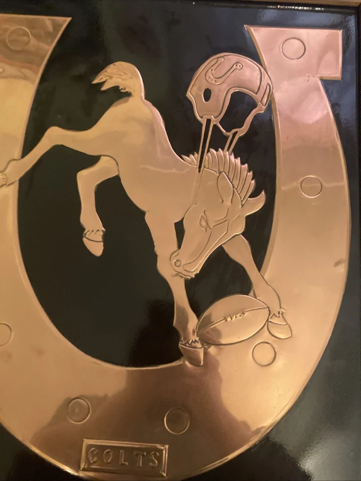 Винтажный 1960-е Baltimore Colts NFL Футбол Талисман Акрометальная Медная Табличка Ранние - Изображение 4 из 4