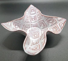 Art Pottery Handkerchief Bowl With Design 9x9